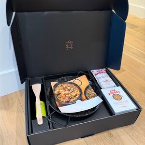 Jose Andres Foods Paella Gift Kit Rice Olive Oil Broth Wooden Spoon & 10” Pan